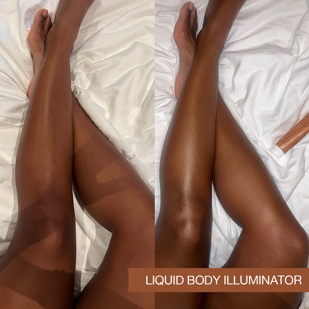Liquid Body Illuminator Body Glow Bare by Vogue Before and After Legs