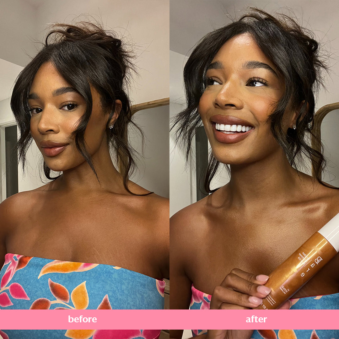 Golden Shimmer Dry Oil Before and After